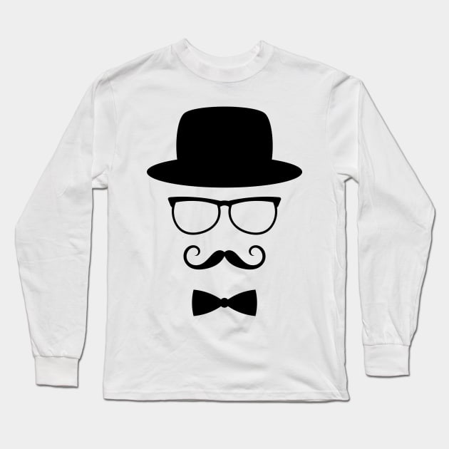 Retro gentleman with eyeglasses Long Sleeve T-Shirt by SooperYela